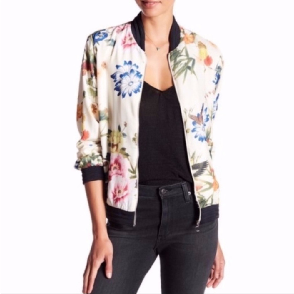 Anthropologie Bagatelle // Floral Bomber Jacket